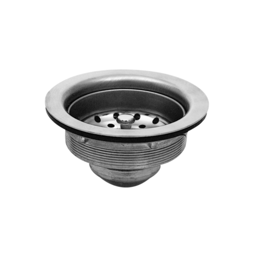 Cesta para desague de fregadero. Marca Fisher, modelo 6556. Enchapada en cromo, cuerpo de bronce.